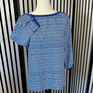 Banana Republic Blue Patterned Blouse, Sz S